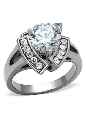 STAINLESS STEEL 2.5 Carat Round Cut Cubic Zirconia Ring